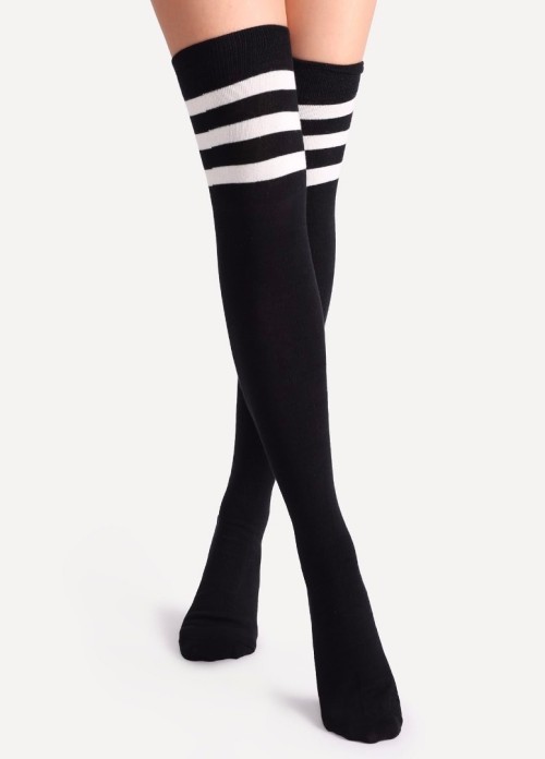 Above knee black striped